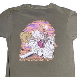 Forest Green Skeleton Surfer Graphic Tee